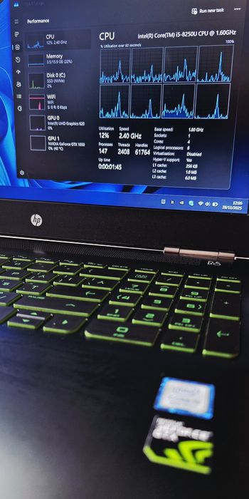 Laptop gaming HP i5 8th 16GB GTX 4GB SSD 256GB