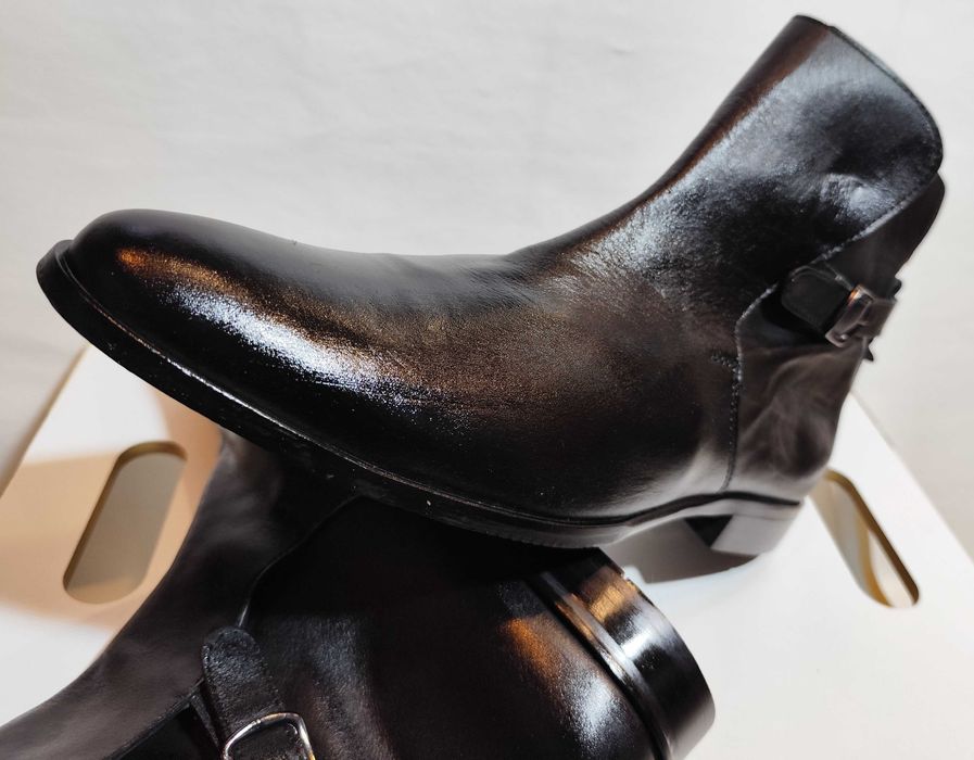 Ghete chelsea 43.5 44 jodhpur Buffalo piele naturala moale negru