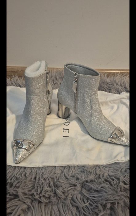 Casadei luxury boots – glitter silver, metal tip, size 35, n