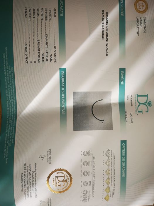 Bratara Tennis Diamante Naturale Argint 925 Claritate I2-I3 G-I