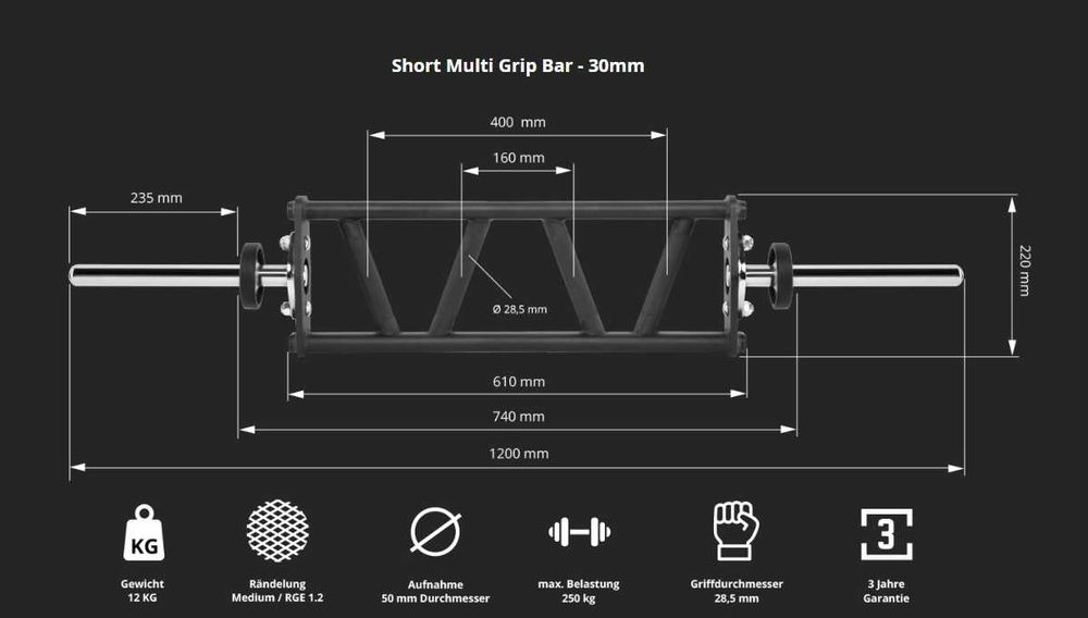 Лост с Комбиниран Хват ø30 мм Short Bar, Лостове за Тренировки