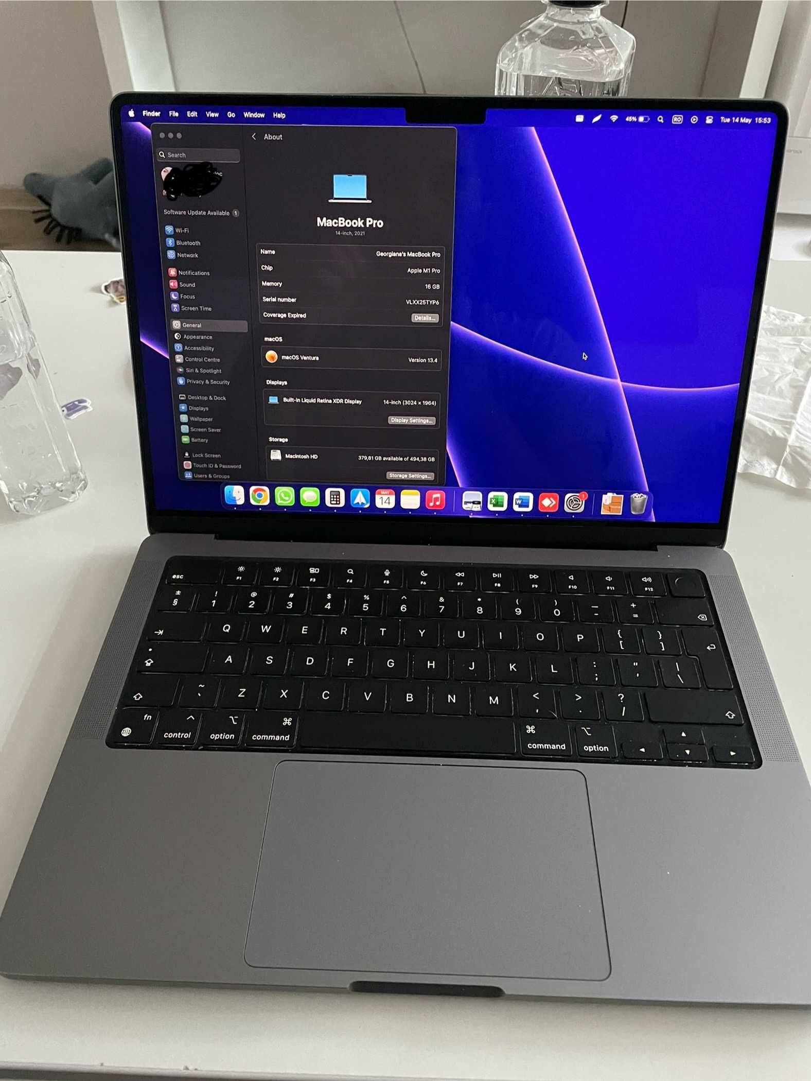 Apple MacBook Pro 14 (2021) M1 Pro, 16GB, 512GB SSD, Space Grey