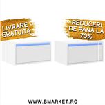 Set 2 Noptiere Dormitor montate pe perete cu lumini LED Alb REDUCERI