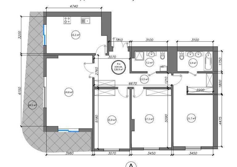 Продаётся КВАРТИРА 4/6/15 на 130м2 ЖК "Infinity" Ор-р:ул Садык Азимова