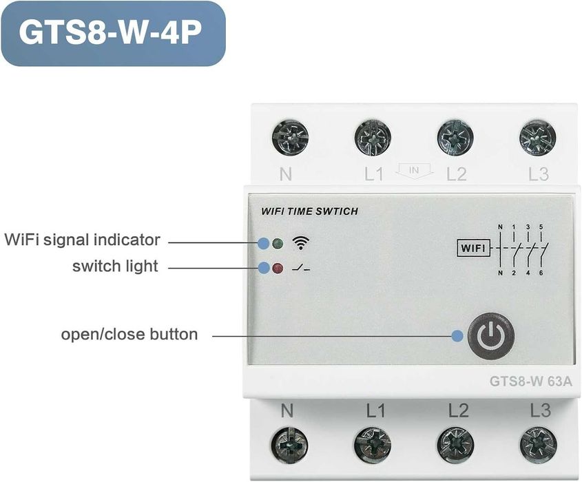 Timer Switch 4P 63A (Siguranta+ timer) SMART, 220v, REDUS de la 510RON
