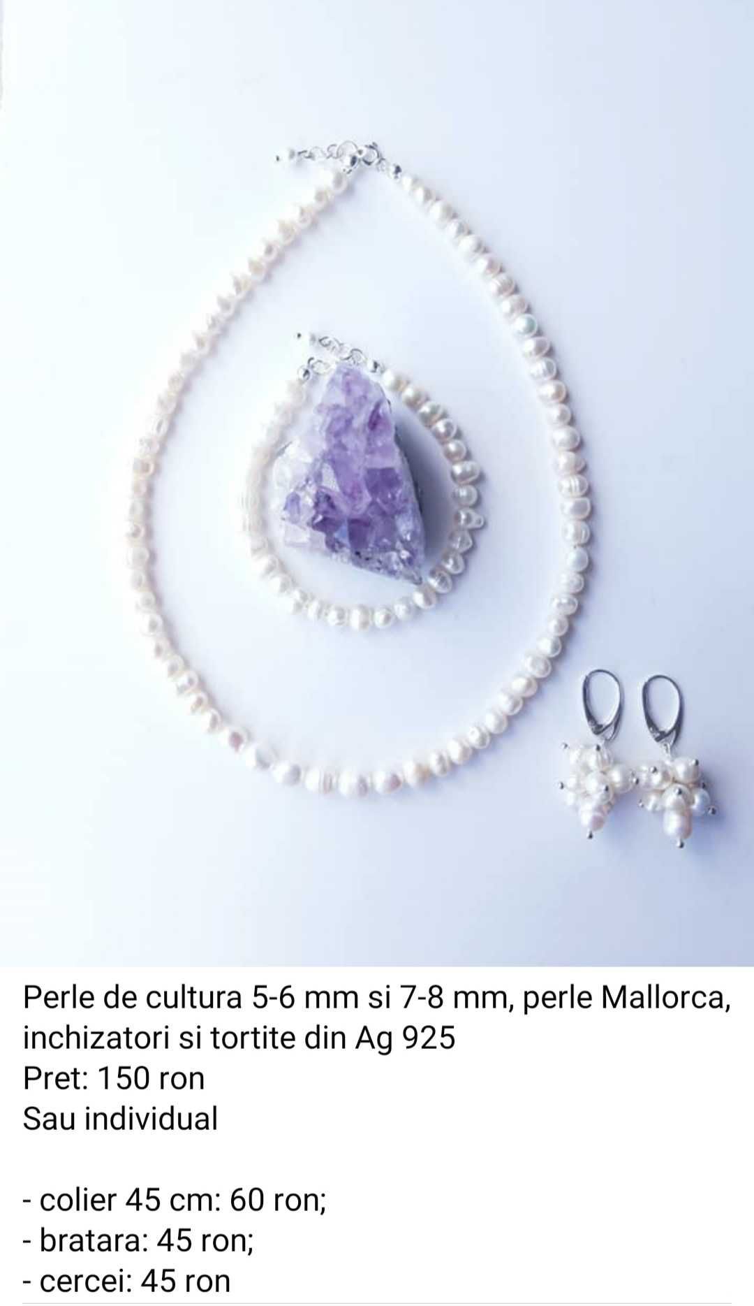Bijuterii cu pietre semipretioase, perle cultura, accesorii din Ag 925