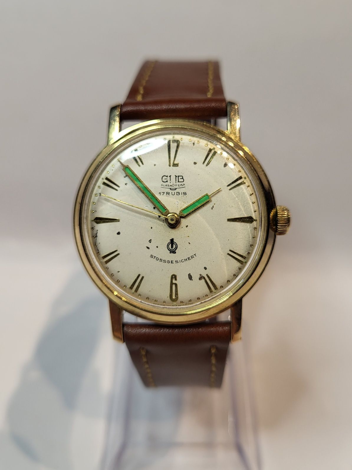Glashutte Gub Q1 cal .70.1 Ceas Gold Plated Germany Made SERVISAT