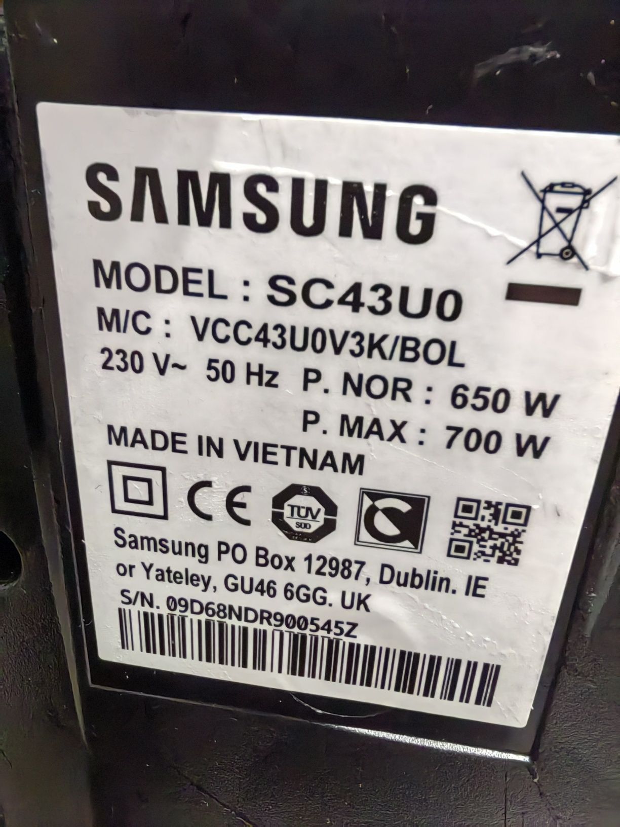 Прахосмукачка Samsung SC43U0 без торба