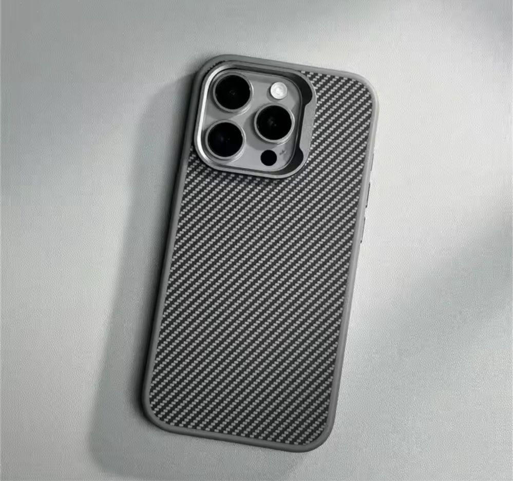 Iphone 15/16/PRO/MAX/PLUS - Husa Carbon Soft Touch Neagra Gri