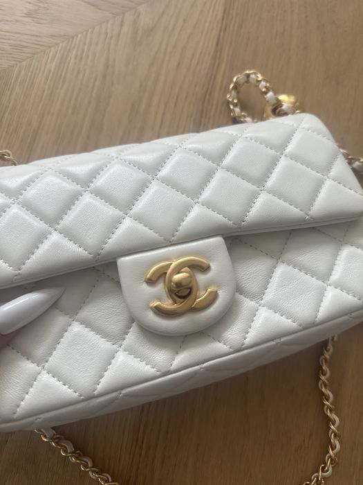 geanta piele naturala alba