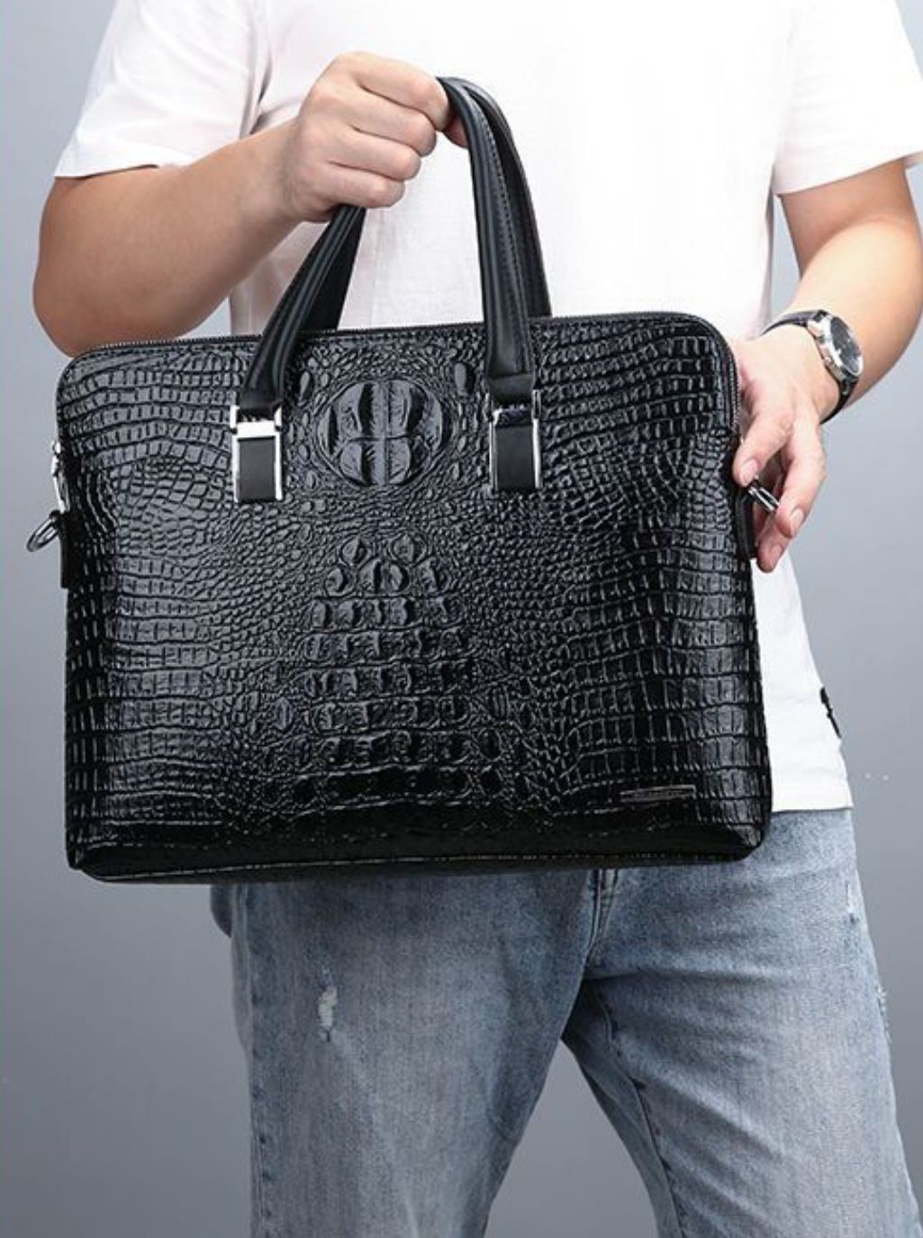 Элегантная кожаная сумка из теснённой кожи крокодила: уникальный стиль