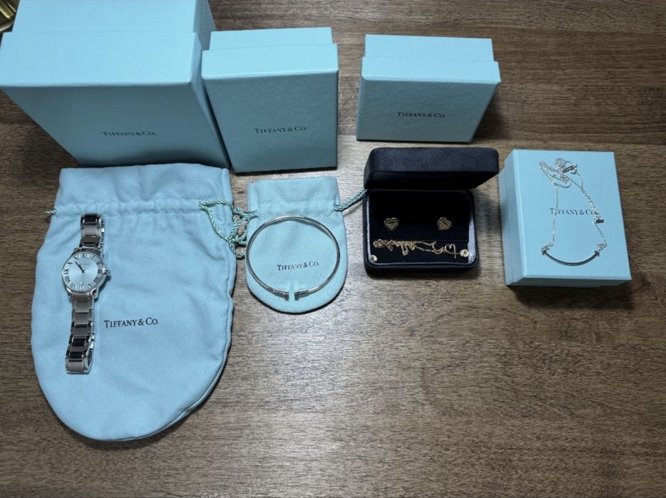 Tiffany & СО, Тиффани золото браслет, серьги, цепочка, часы