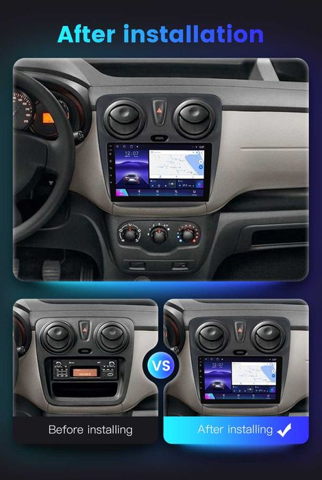 Navigatie Android 14 RENAULT Dokker Lodgy 1/8 Gb Waze CarPlay + CAMERA