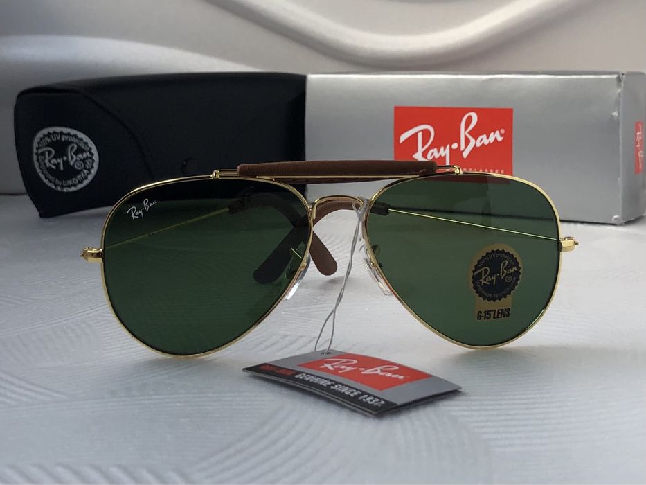 Мъжки слънчеви очила авиатор с кожа минерално стъкло 6 цвята