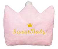 Perna Decorativa copii Coroana Roz Sweet Baby Pompon Alb 40x37 cm