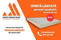 Ofertă limitată – Panouri sandwich de perete, 40 mm, 63 lei/ mp +TVA.