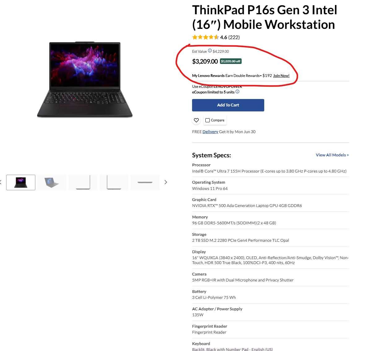 Lenovo ThinkPad P16s Gen3 16" UHD+ Ultra 7 96GB Ram 2TB Nvidia SIGILAT