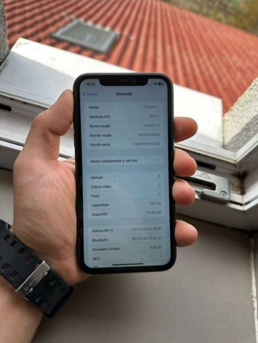 iPhone 11 Negru, Memorie 128GB,4GB RAM,100% Baterie,iOS 26 -IMPECABIL