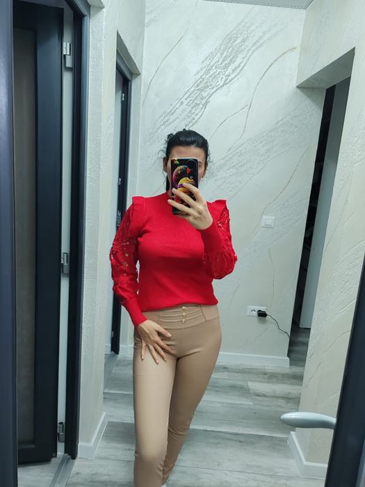 Colanti bej imitatie piele