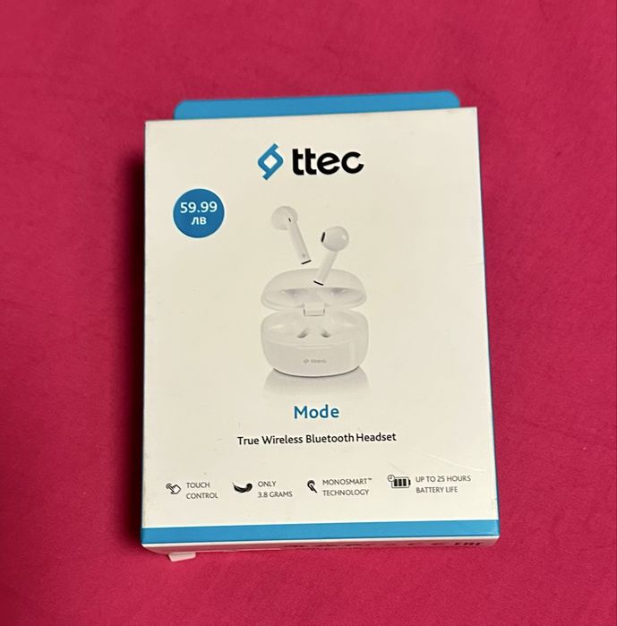 Безжични слушалки TTEC - TWS Mode, бели