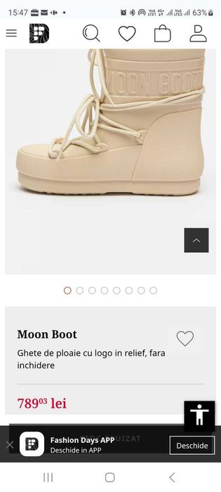 Ghete de ploaie Moon Boot, logo in relief, Nr 39-40, Alb fildes, NOU