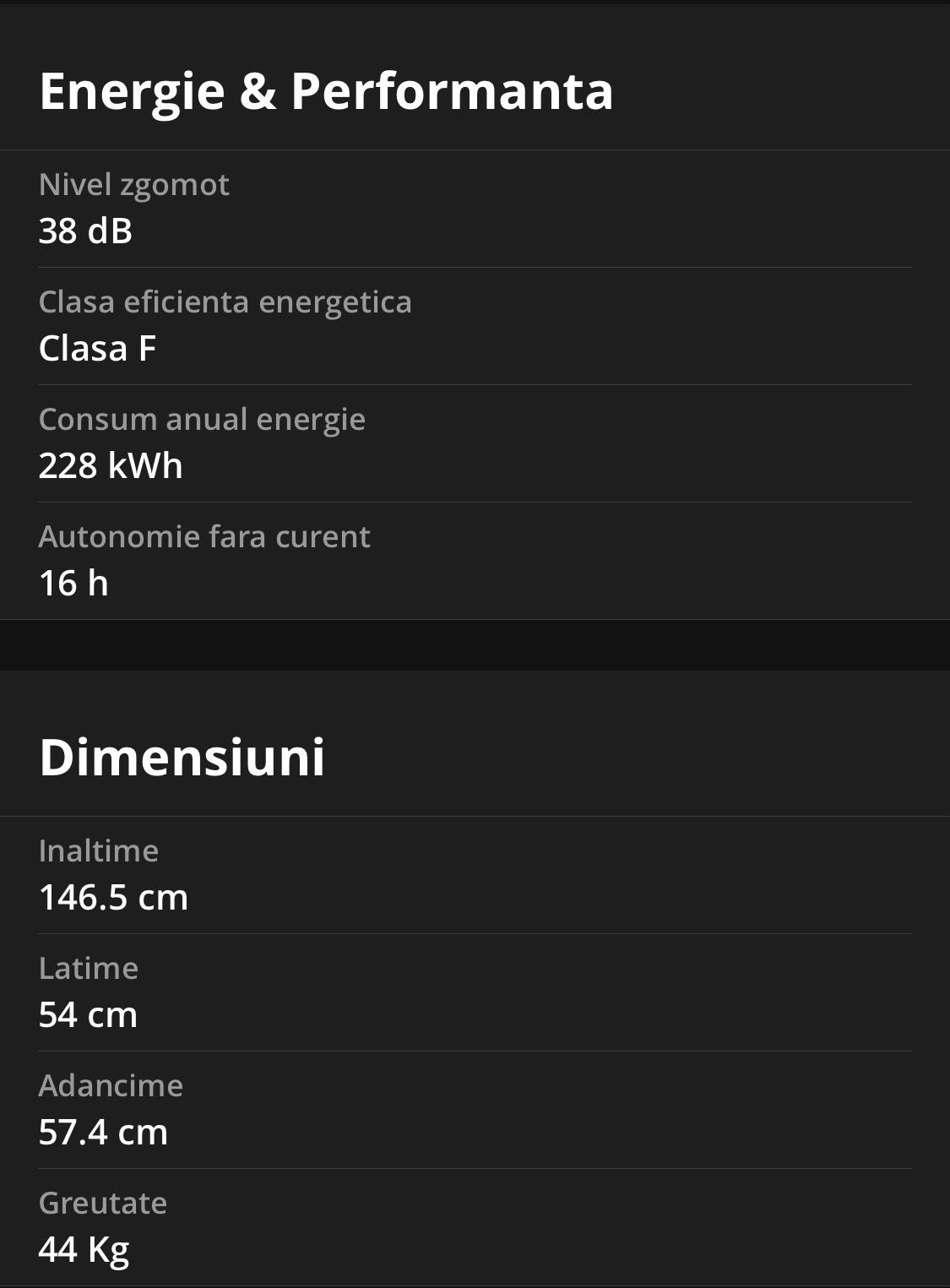 Frigider cu doua usi Arctic AD54240M30W, 223 l, Clasa F, H 146.5, Alb