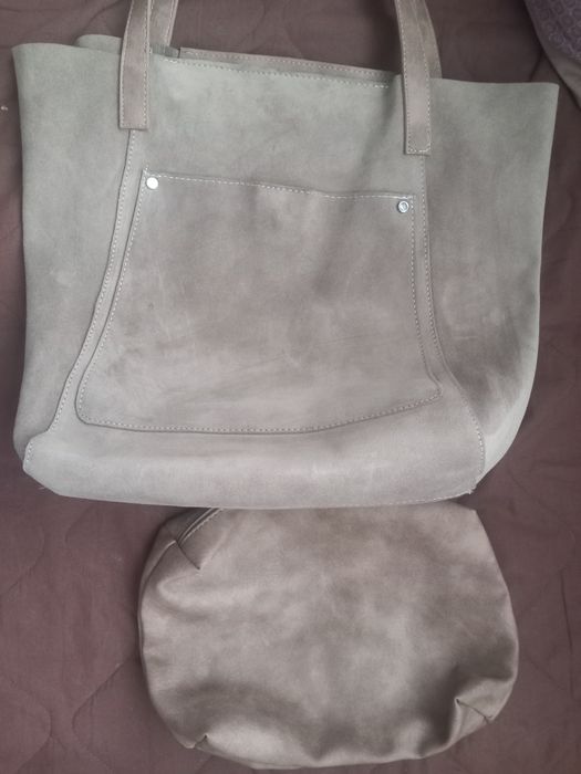 Дамска чанта естествена кожа/велур