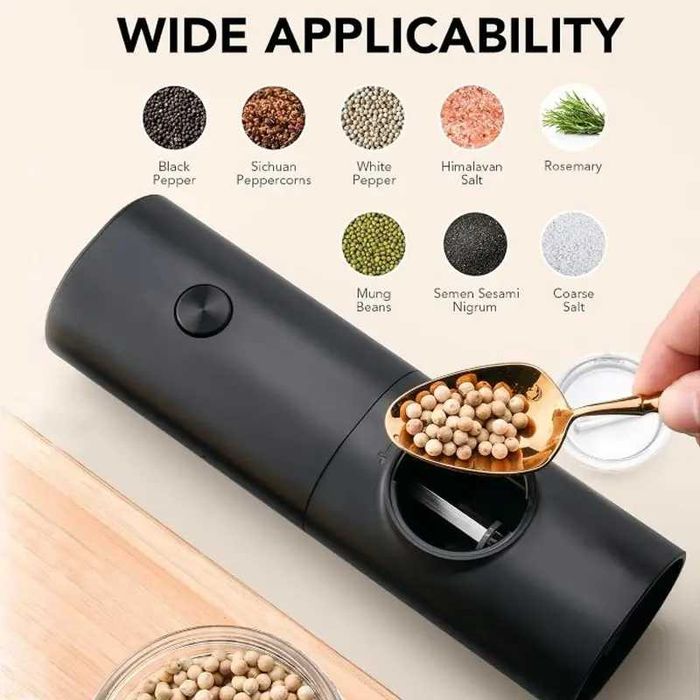 Регулируема електрическа мелничка за черен пипер, мелачка на пипер