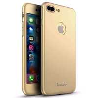 Husa 360º iPaky pentru iPhone 7 PLUS cu folie de protectie - Gold