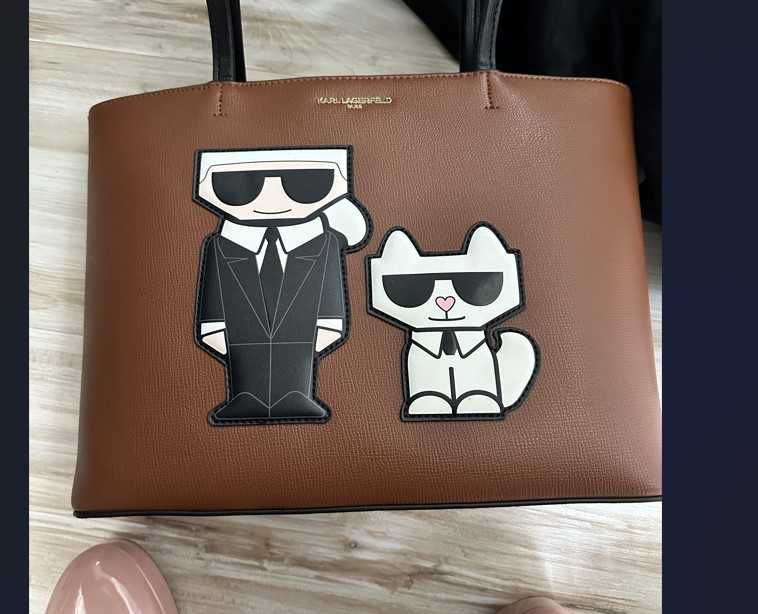 Geanta Karl Lagerfeld, maro, originala, piele