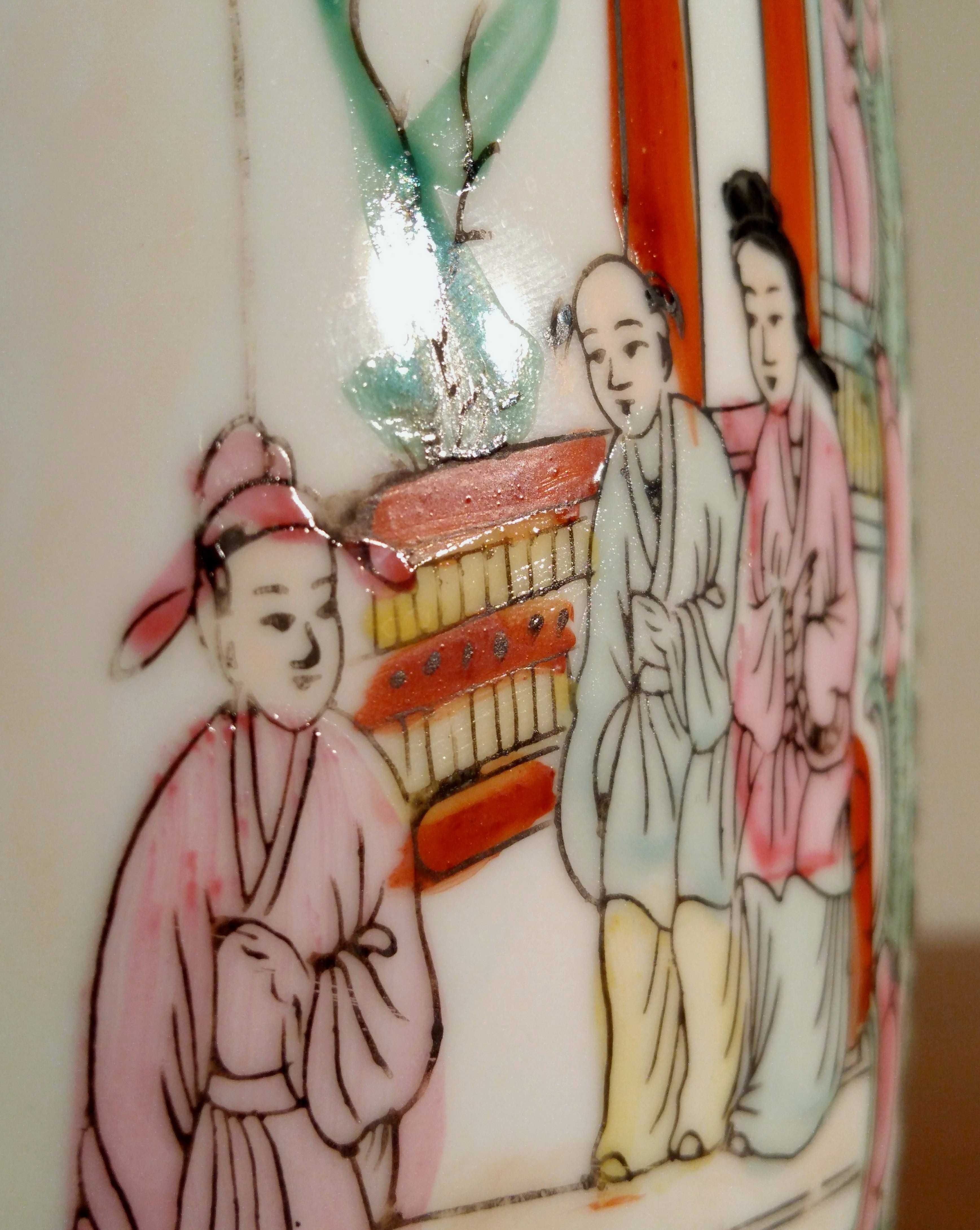Vaza asiatica Famille Rose Mandarin | portelan pictat | veche