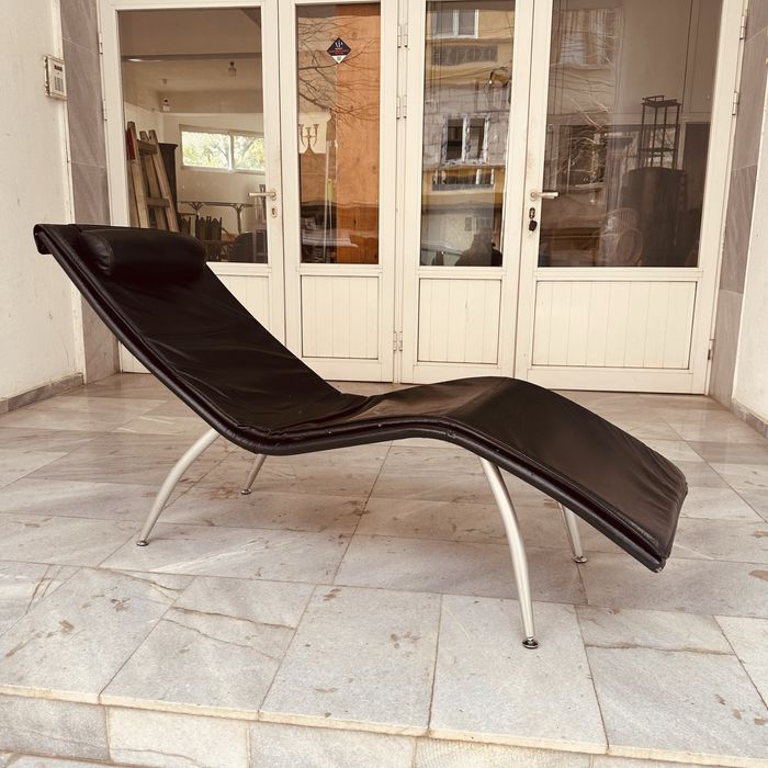 Датски релакс шезлонг от 90-те,естествена кожа,Дания