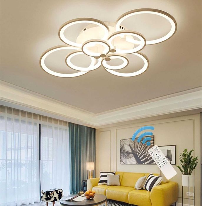 Lustra LED Ganeed 8 inele, 100W, lumina reglabila 3000-6500K