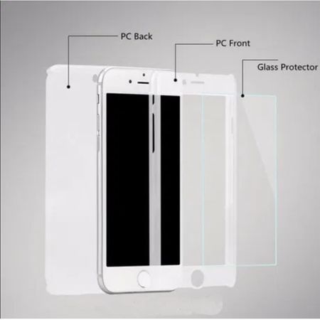 Husa GloMax FullBody Silver pentru Apple iPhone 8 cu folie de sticla