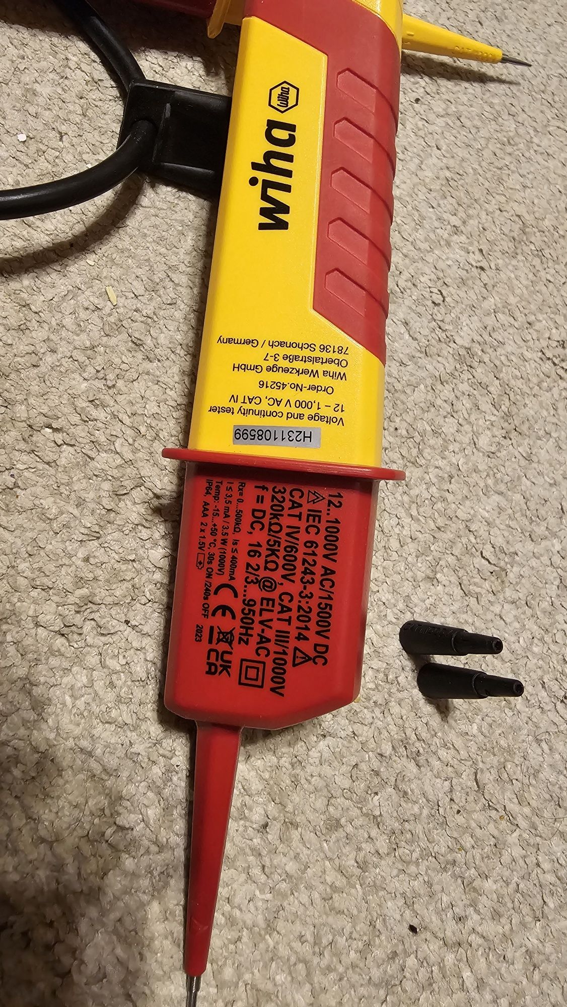 Tester de tensiune si continuitate Duspol Wiha, cat lll 1000v.