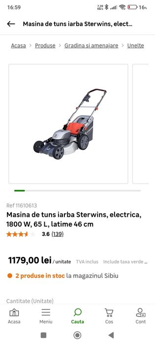 Masina de tuns iarba electrica cu fir
