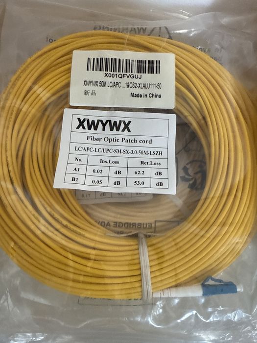 Cablu fibra optica patch 50m mono XWYWX SC LC ST FC - SM-DX-3.0-LSZH