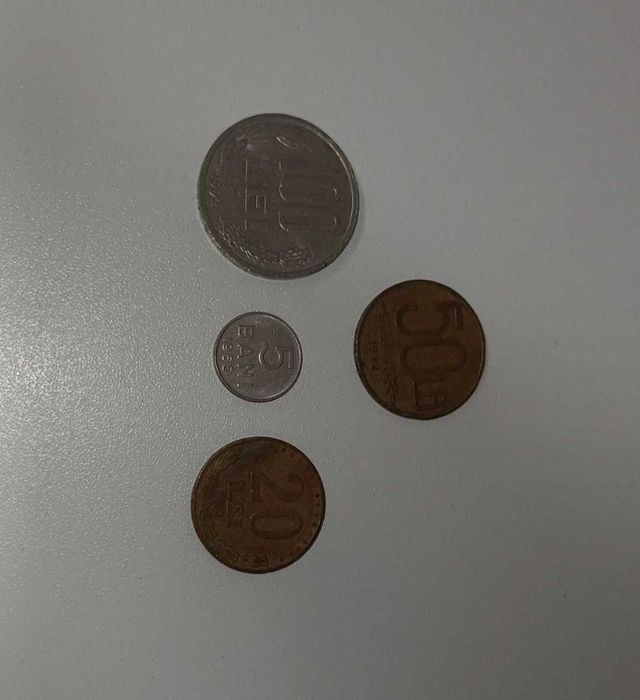 Monede 20 50 100 lei din 1992 + o moneda 5 bani 1966