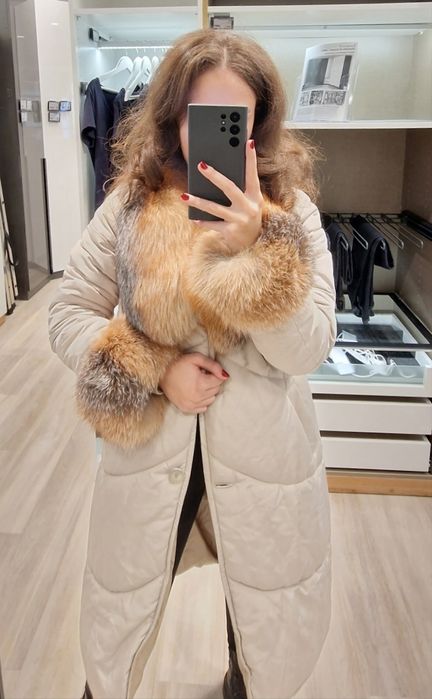 Geaca de fas cu blana de vulpe