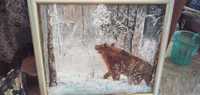 Картина ссср авторская масло медведь в лесу  в отл сост 55х75