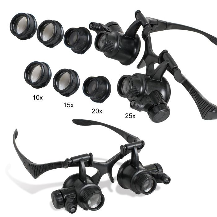 Бинокулярные очки-лупы 9892G 10X 15X 20X 25X c Led подсветкой
