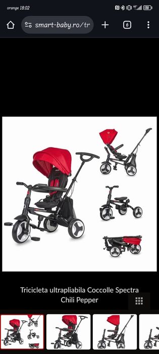 Tricicleta ultrapliabila Coccolle Spectra Chili Pepper