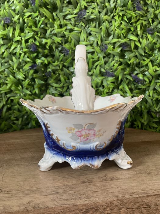 Antique fine porcelain floral basket