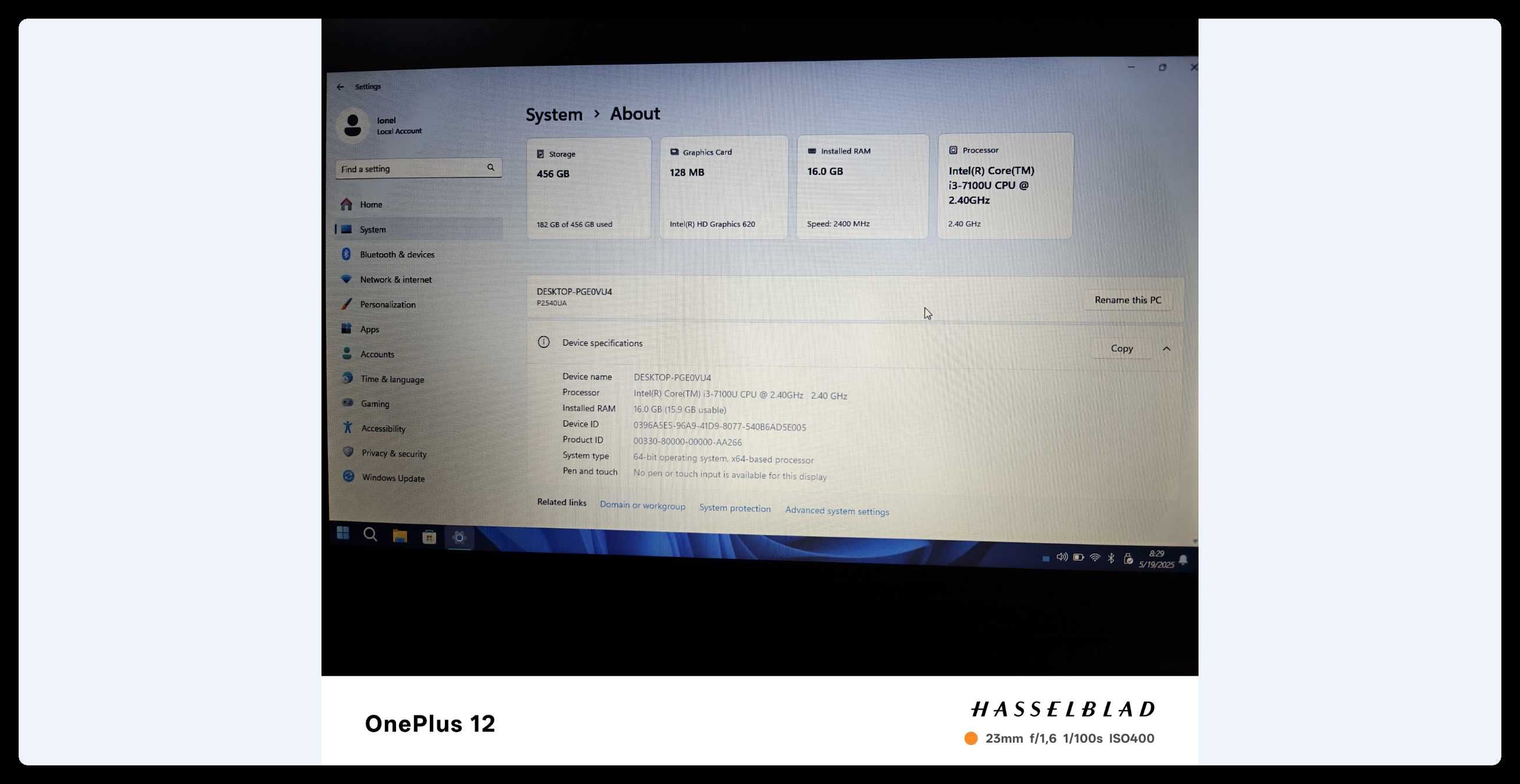 Laptop ASUS P2540UA,I3-7100,16GB RAM