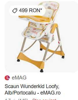 Scaun de masă pentru bebeluși – Wunderkid Loofy (Alb/Portocaliu)