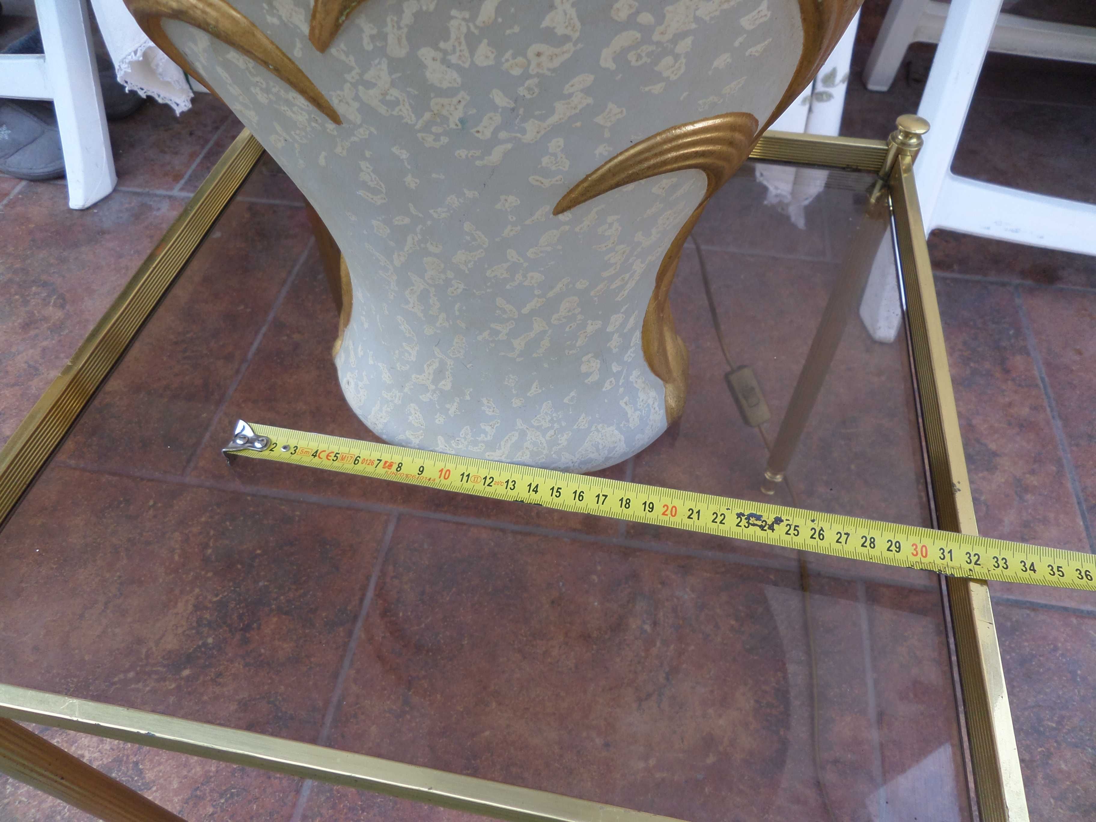Veioza lampa deosebita ceramica otel si textila lumina calda