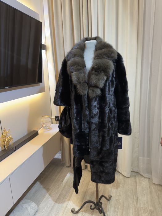 Новая норковая шуба 56-58 р трансформер с воротом Соболь