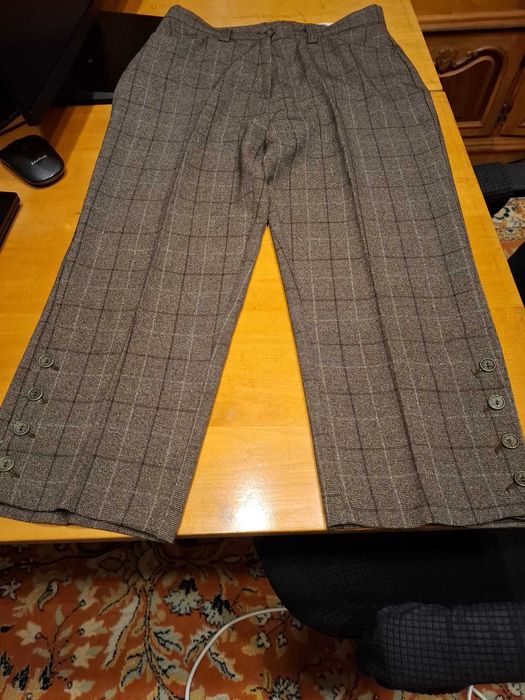 pantaloni maro in carouri dama 3/4