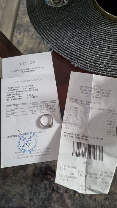 Inel logodna Teilor Platina cu Diamante 0.6 ct