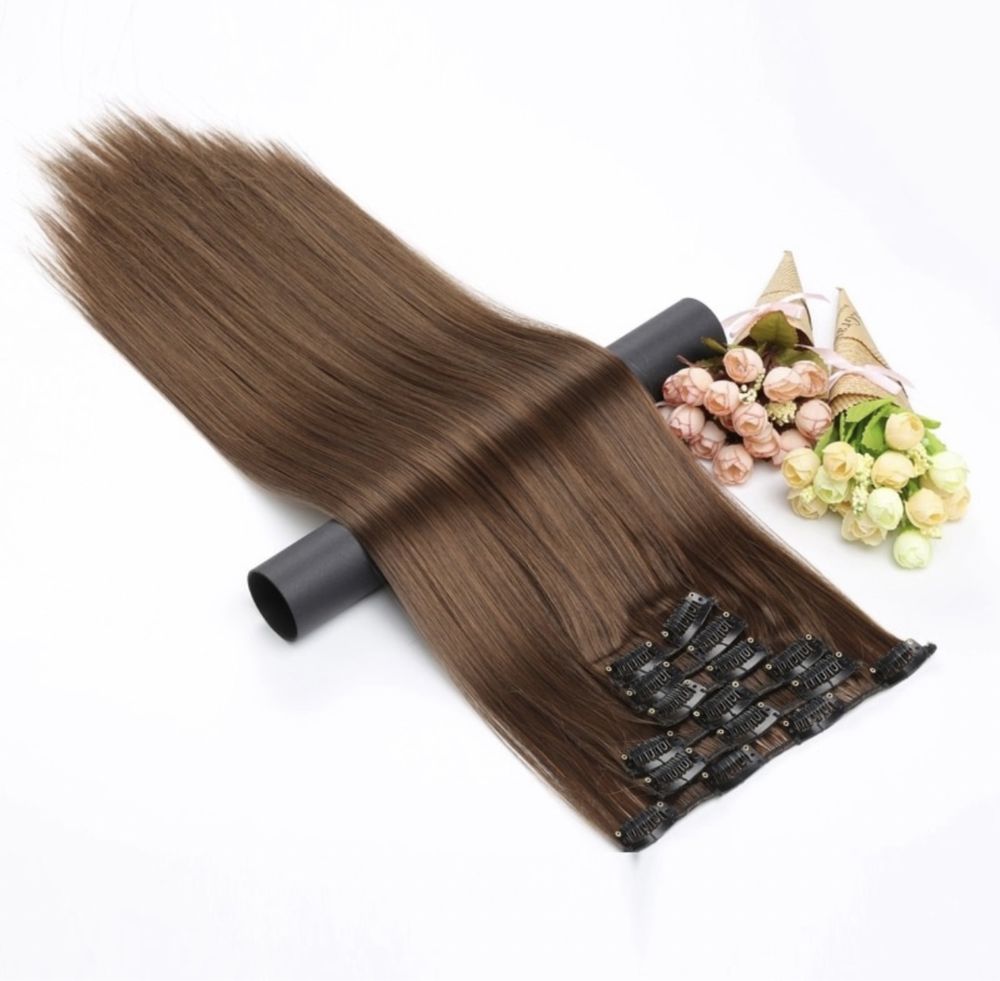 Set 6 x Extensii par Clip On Clipsuri Satene Roscate Suvite blonde